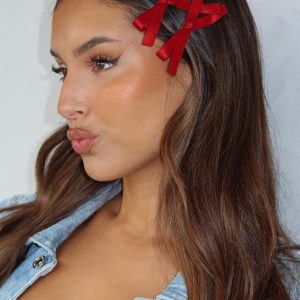 Cherry On Top Bow Hair Clips 4Pk Cherry