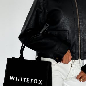 White Fox Mini Tote Bag Black