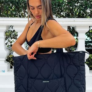 Always Moving Quilted Tote Bag Black