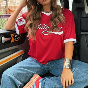 Hit A Home Run Oversized Jersey Red