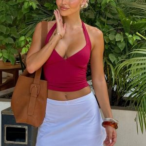 Act Right Halter Top Wine