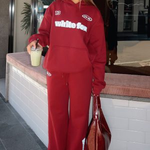 Ready To Go Wide Leg Sweatpants Burgundy
