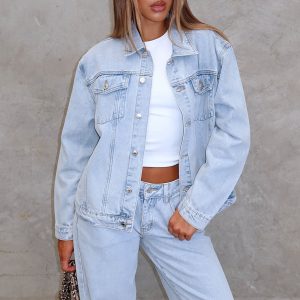 Adriana Oversized Denim Jacket Glacier Blue