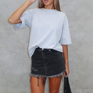 Amelia Denim Mini Skirt Black Acid