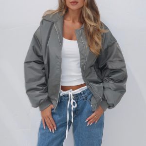Burning For You Bomber Jacket Khaki
