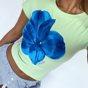 Buy You Flowers Baby Tee Lime Green