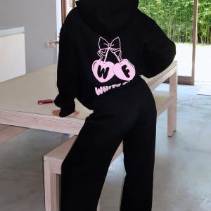Feel The Love Wide Leg Sweatpants Black