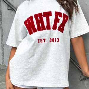 Give It Away Oversized Tee Grey Marle/Red