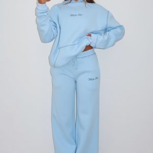 Instant Attraction Wide Leg Sweatpants Baby Blue