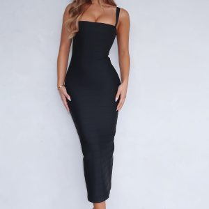 Sugar And Spice Bandage Midi Dress Black