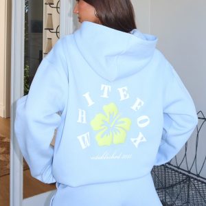 Keep Blooming Oversized Hoodie Blue