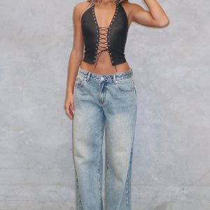 Maeve Low Rise Wide Leg Jeans Sand
