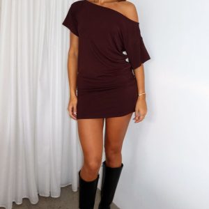 My Own Hero Mini Dress Chocolate