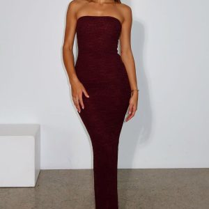 Mad Love Strapless Maxi Dress Burgundy