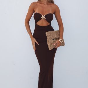Pray For Forgiveness Strapless Maxi Dress Chocolate
