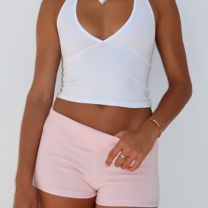 Skip Town Knit Booty Shorts Baby Pink