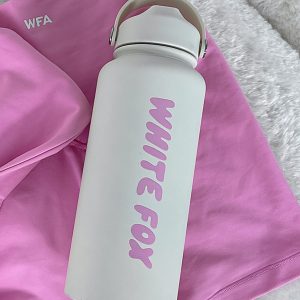 Staying Hydrated Drink Bottle Off 1L White/Pink