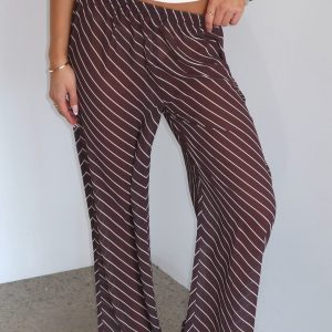 Something More Pants Choc/Cream Stripe