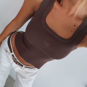 Wanting Problems Knit Top Chocolate