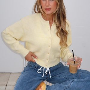 Warm Whispers Knit Cardigan Lemon