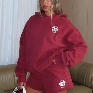 With Love For You Lounge Shorts Burgundy