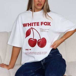 Cherry Jam Oversized Tee White