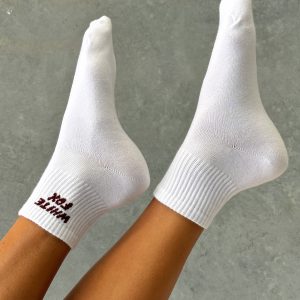 Offstage Socks White/Burgundy
