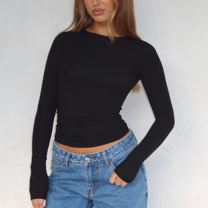Only For Tonight Long Sleeve Top Black