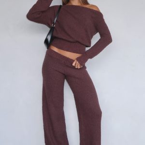 Please Be Mine Knit Pants Chocolate