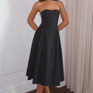 Rich In Love Strapless Maxi Dress Black