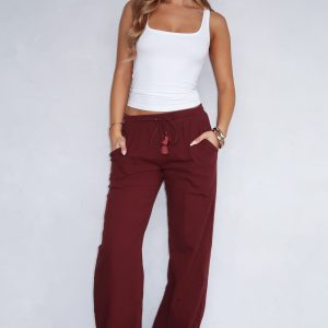 Stay Pretty Linen Pant Wine