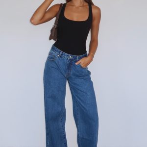 Summer Mid Rise Wide Leg Jeans Admiral Blue