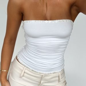 Took A Look Strapless Top White